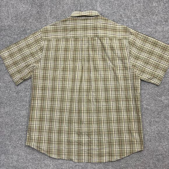 Carhartt Shirt Mens XL Sage Green Cotton Plaid Pleated Short Sleeve Button Down - Picture 2 of 9